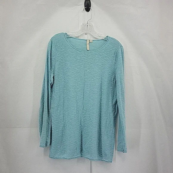 J. JILL PURE JILL Aqua Blue Scoop Neck Cotton Linen Blend Lightweight Sweater - Picture 1 of 11
